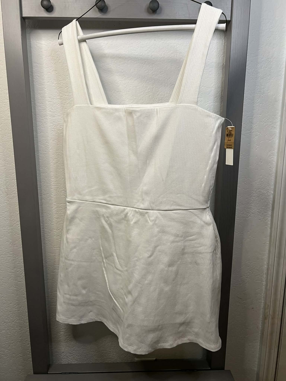 VS PINK White Ribbed Tank Top Mini Dress
